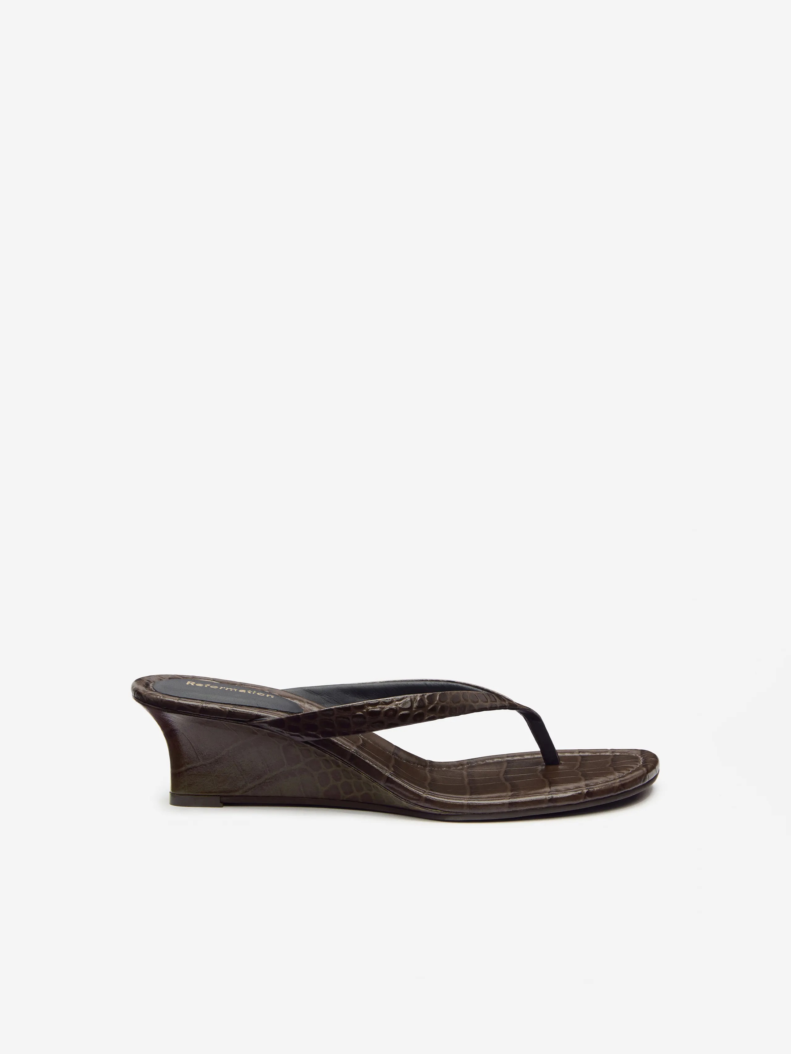 Reformation, Amelia Thong Wedge Sandals
