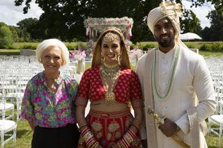 Mary Berry works behind the scenes at an Indian wedding in episode one.
