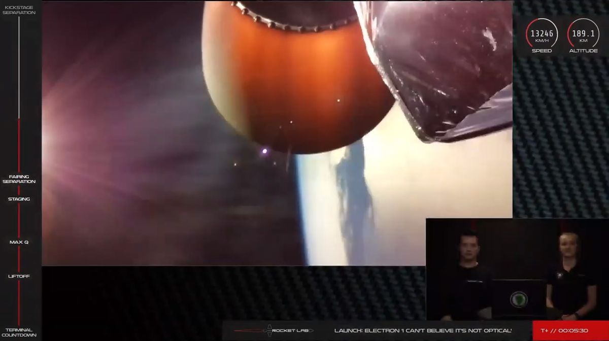 A Rocket Lab Electron booster carrying the Sequoia Earth-watching satellite for Capella Space launches into orbit from Launch Complex 1 at Mahia Peninsula, New Zealand in a successful return-to-flight mission on Aug. 31, 2020 NZT (Aug. 30 GMT/EDT).