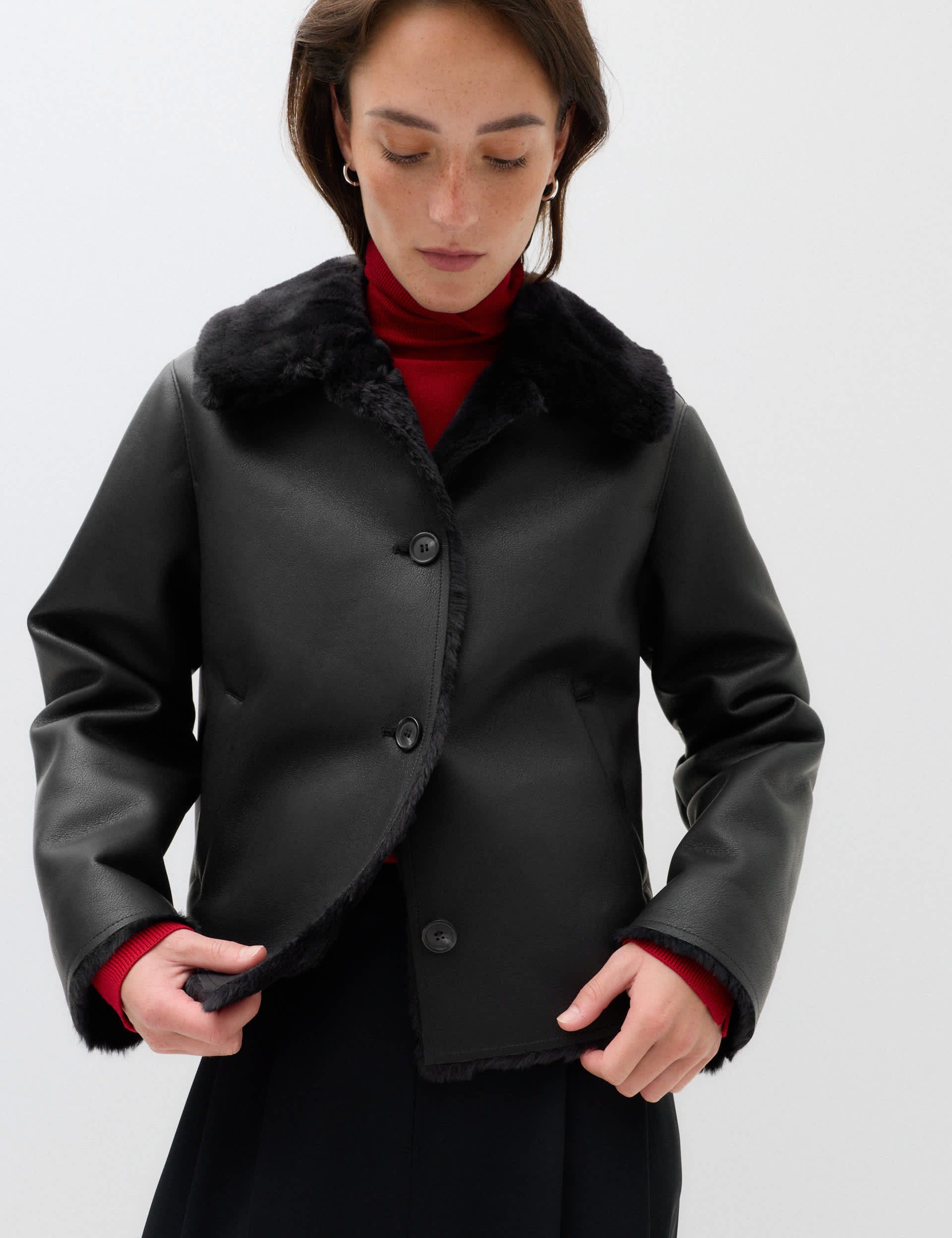 Faux Shearling Aviator Jacket