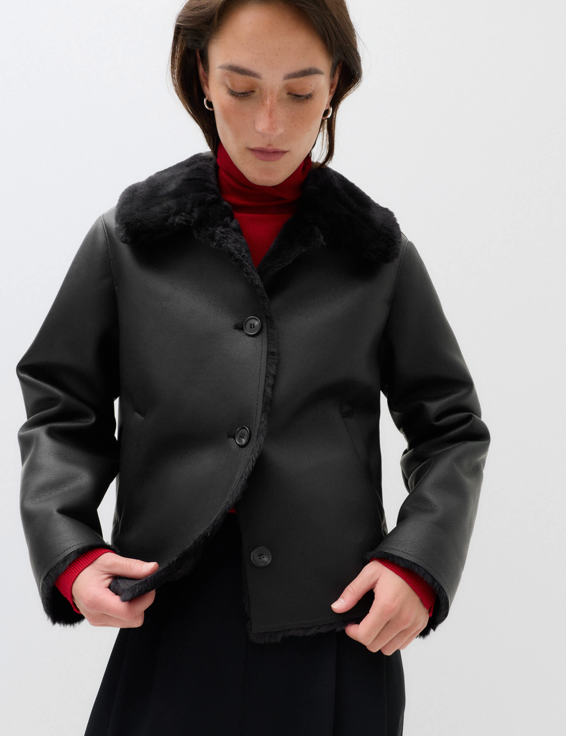 Faux Shearling Aviator Jacket