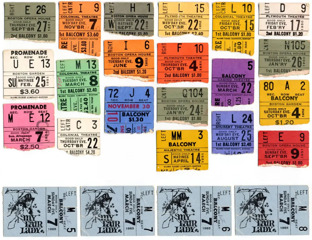 Theatre tickets stubs