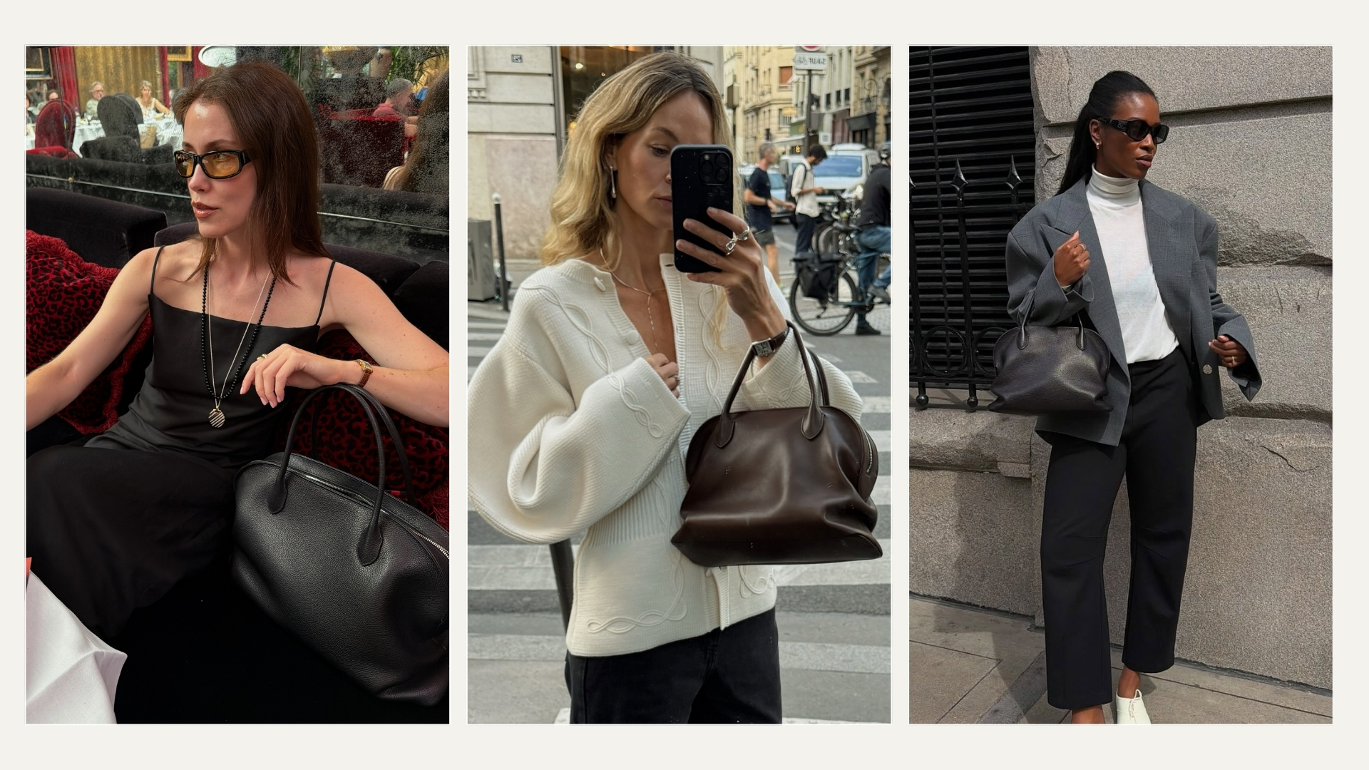Influencers wearing The Row Agnes Bag.