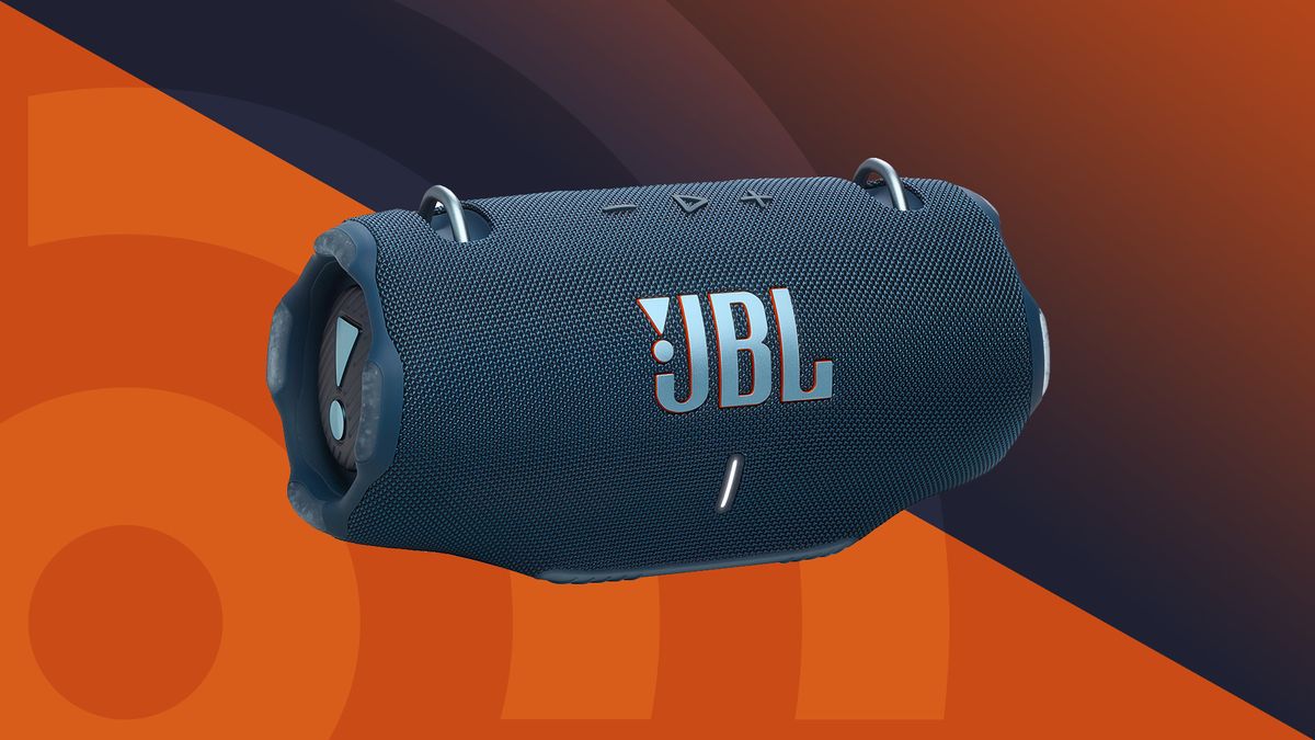 JBL Xtreme 4 party speaker with the techradar logo behind it