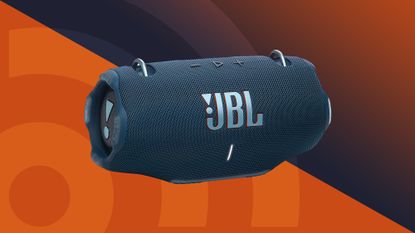 JBL Xtreme 4 party speaker with the techradar logo behind it