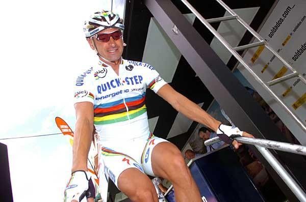 Bettini coming down the podium