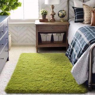 green shag rug from wayfair