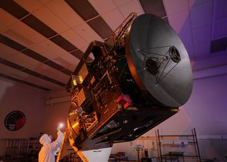 The Hope spacecraft as seen during preparations for launch.