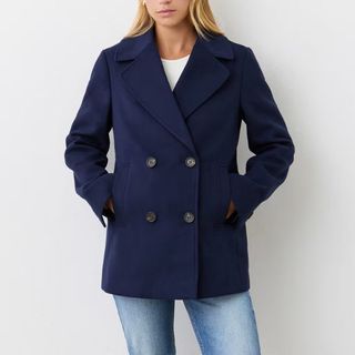 Finery london navy double breasted coat