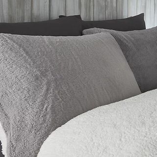 grey faux fur bedding set for pillowcase and duvet