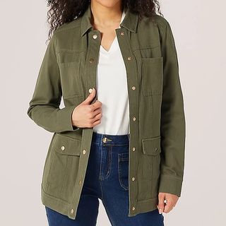 QVC Twill Utility Jacket in Khaki