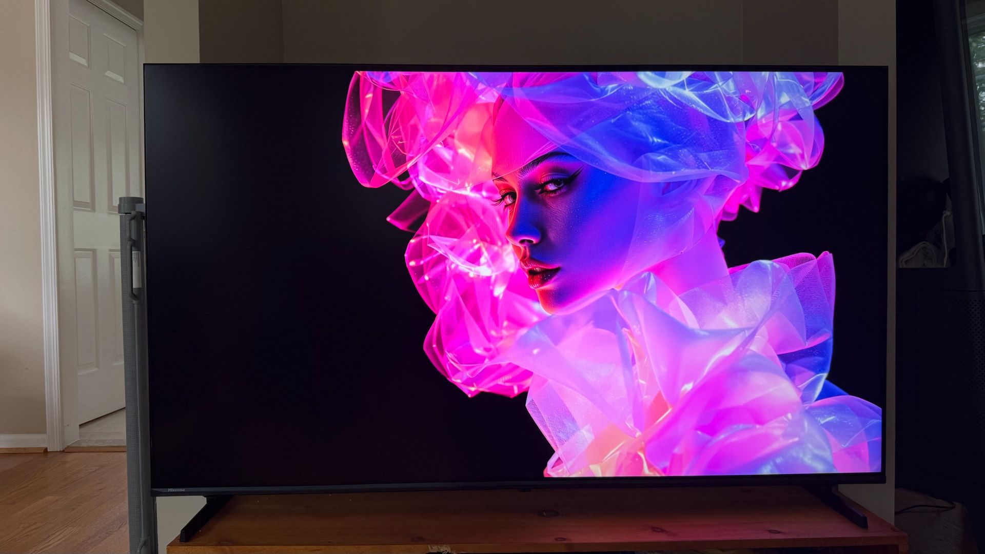 The Hisense U6SF Pro showing off its colors with a Youtube screen test