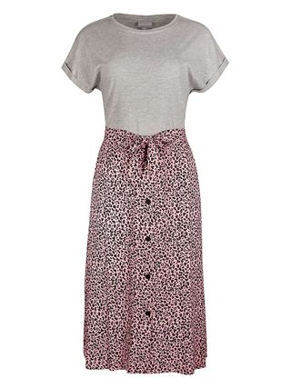 Leopard Print Grey & Pink Midi Dress - was £65, now £50