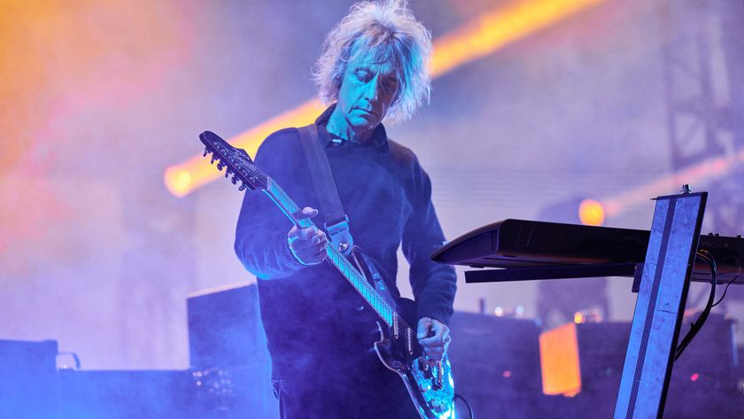 Perry Bamonte of The Cure performs at Riot Fest 2023 at Douglass Park on September 17, 2023
