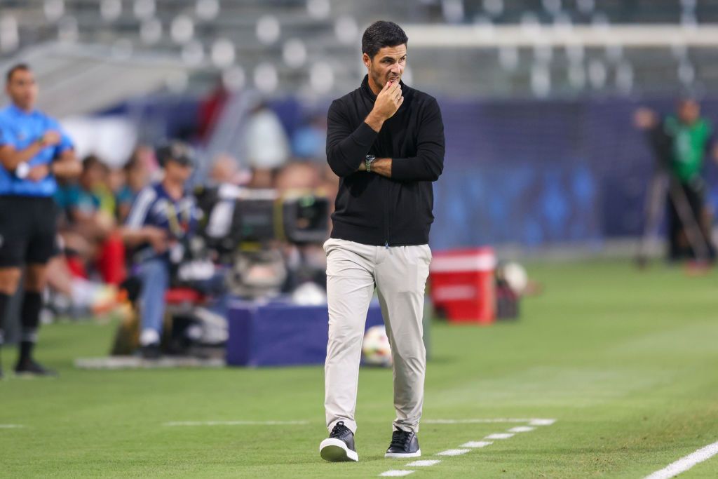 Head Coach Mikel Arteta of Arsenal during Arsenal v AFC Bournemouth pre-season friendly at Dignity Health Sports Park on July 24, 2024 in Carson, California. (Photo by Robin Jones - AFC Bournemouth/AFC Bournemouth via Getty Images)