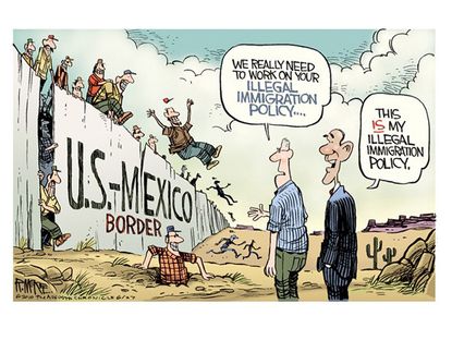 Obama cartoon immigration Mexico border
