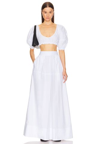 Poplin Cropped Peasant Top