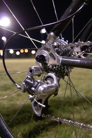 Campy's reliable Chorus rear derailleur keeps things shifting smoothly out back.