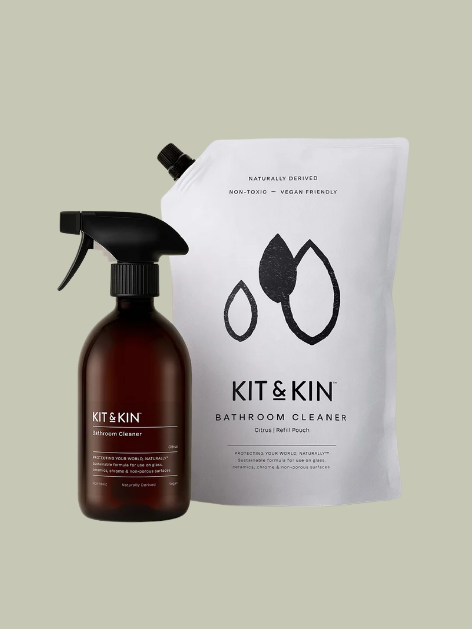 Kit and Kin, Bathroom Cleaner - Bottle &amp; Refill Pouch