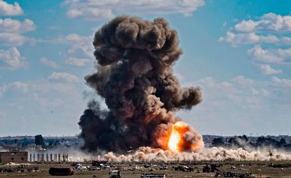 An explosion in Baghouz.