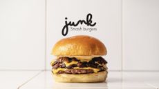 A photo of a Junk smash burger. 