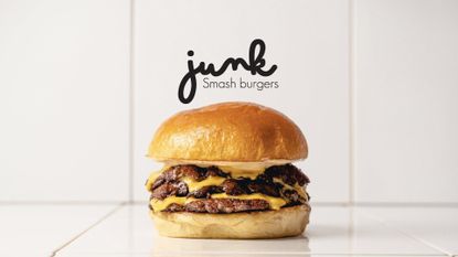 A photo of a Junk smash burger.