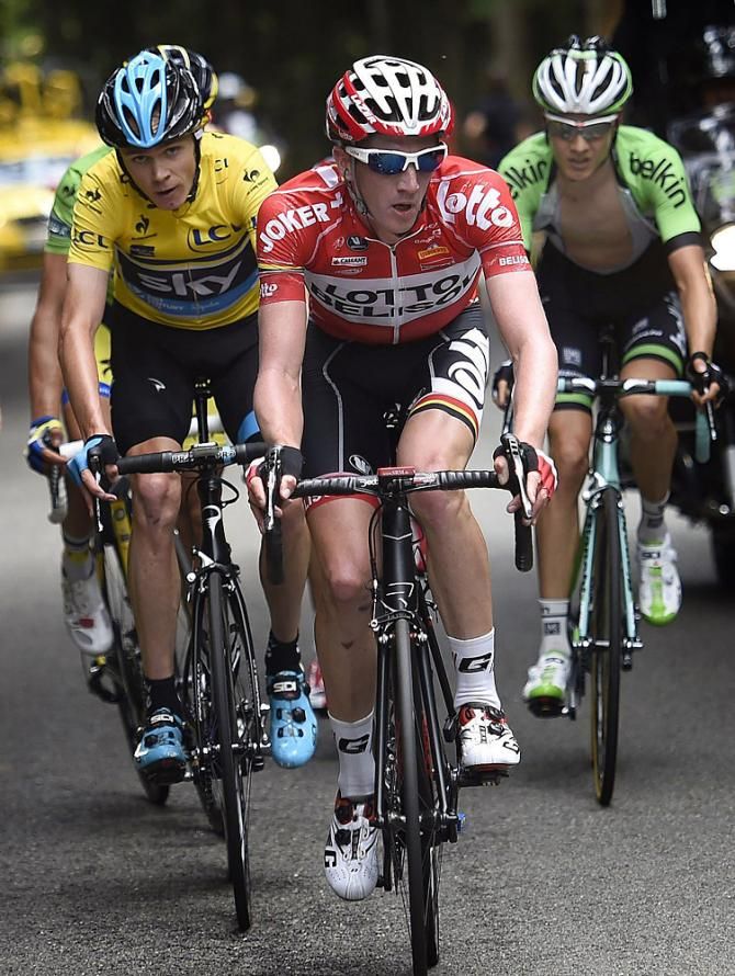 Jurgen Van den Broeck (Lotto Belisol) rides into 4th place on the Col du Beal