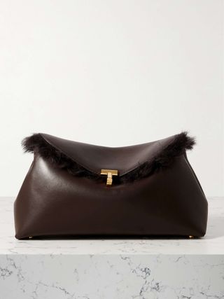 T-Lock Shearling Clutch