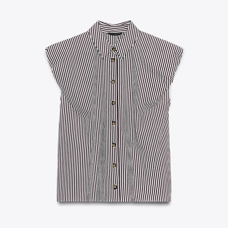 Zara , Striped Puff Sleeve Shirt