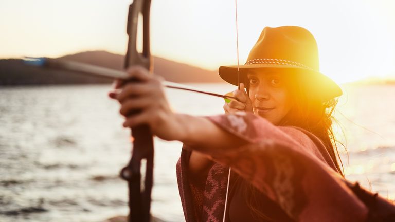 Archery with Sunset - stock photo
