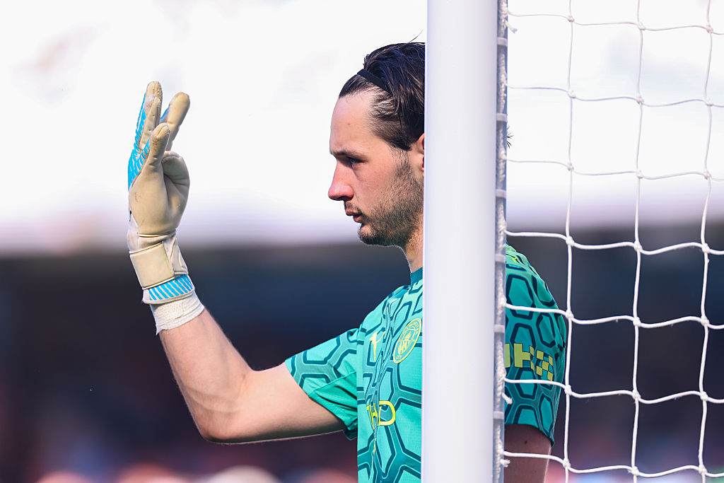 MANCHESTER, ENGLAND - MAY 24: James Trafford of Manchester City during the Premier League match between Manchester City and Aston Villa at Etihad Stadium on May 24, 2026 in Manchester, United Kingdom. (Photo by Robbie Jay Barratt - AMA/Getty Images)