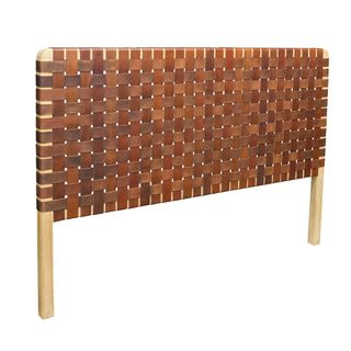 Brown hand-woven leather headboard by Cuckooland