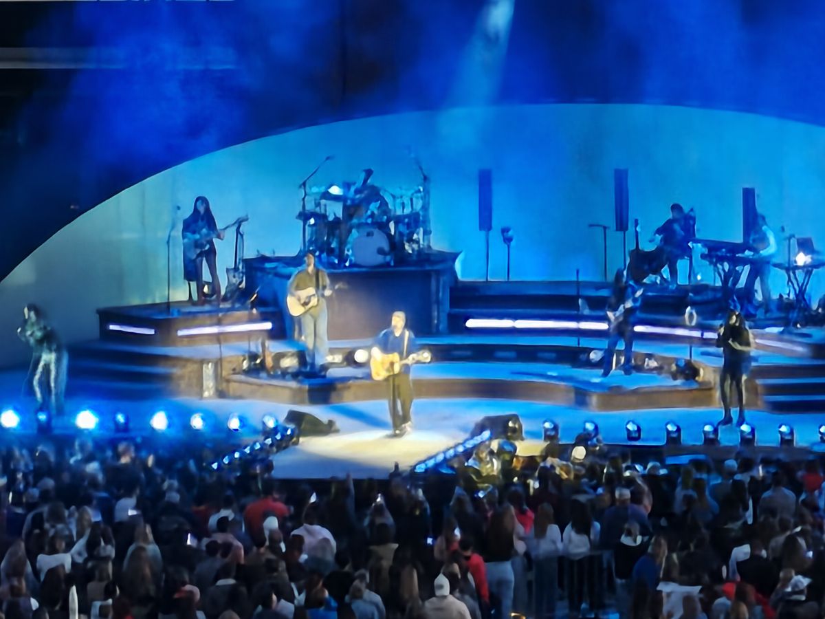 Zoom shots of a stage taken at an outdoor concert