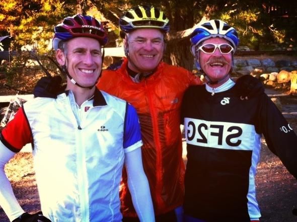 Gary Fisher (right) having a fun ride with NICA Board member and graphics guru, Dave Curtis (center) and NICA Executive Director Austin (left)