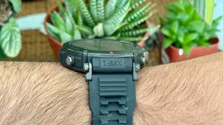 The "T-Rex" engraving along the side of the Amazfit T-Rex Ultra