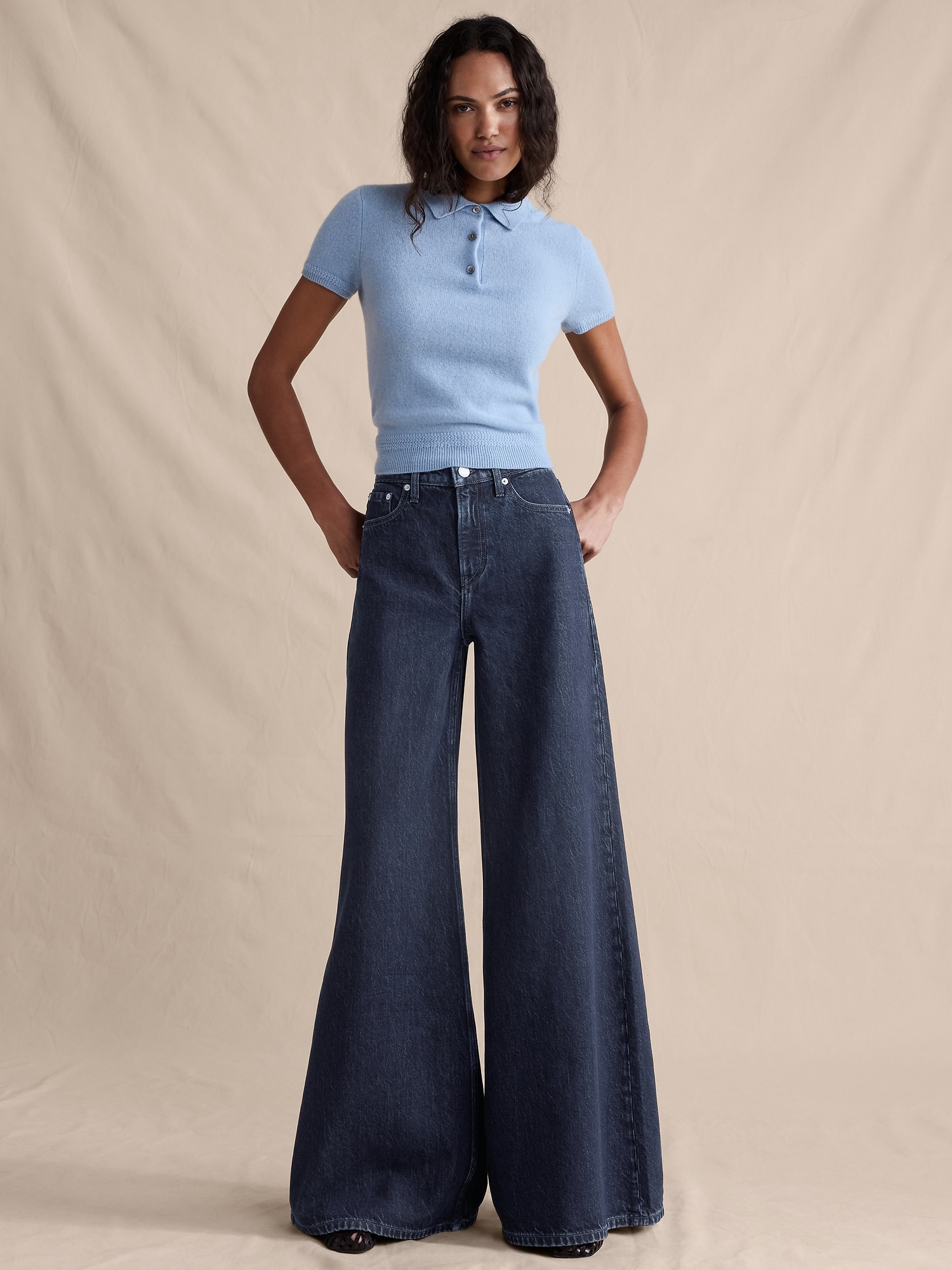 High-Rise Wide-Leg Lightweight Palazzo Jean