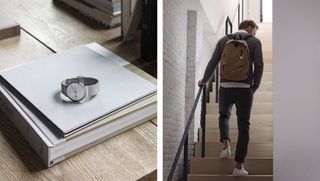 Left: Ancher Mono Steel Mesh wristwatch. Right: Krøyer Backpack