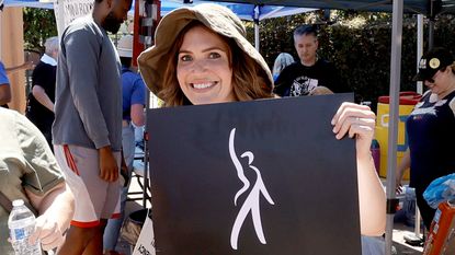 Mandy Moore picketing for SAG-AFTRA strike