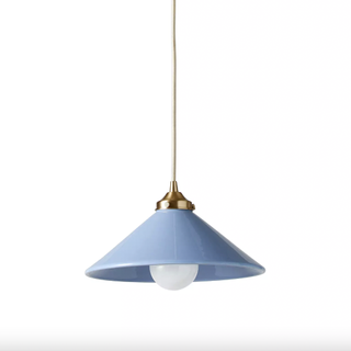 A blue pendant light