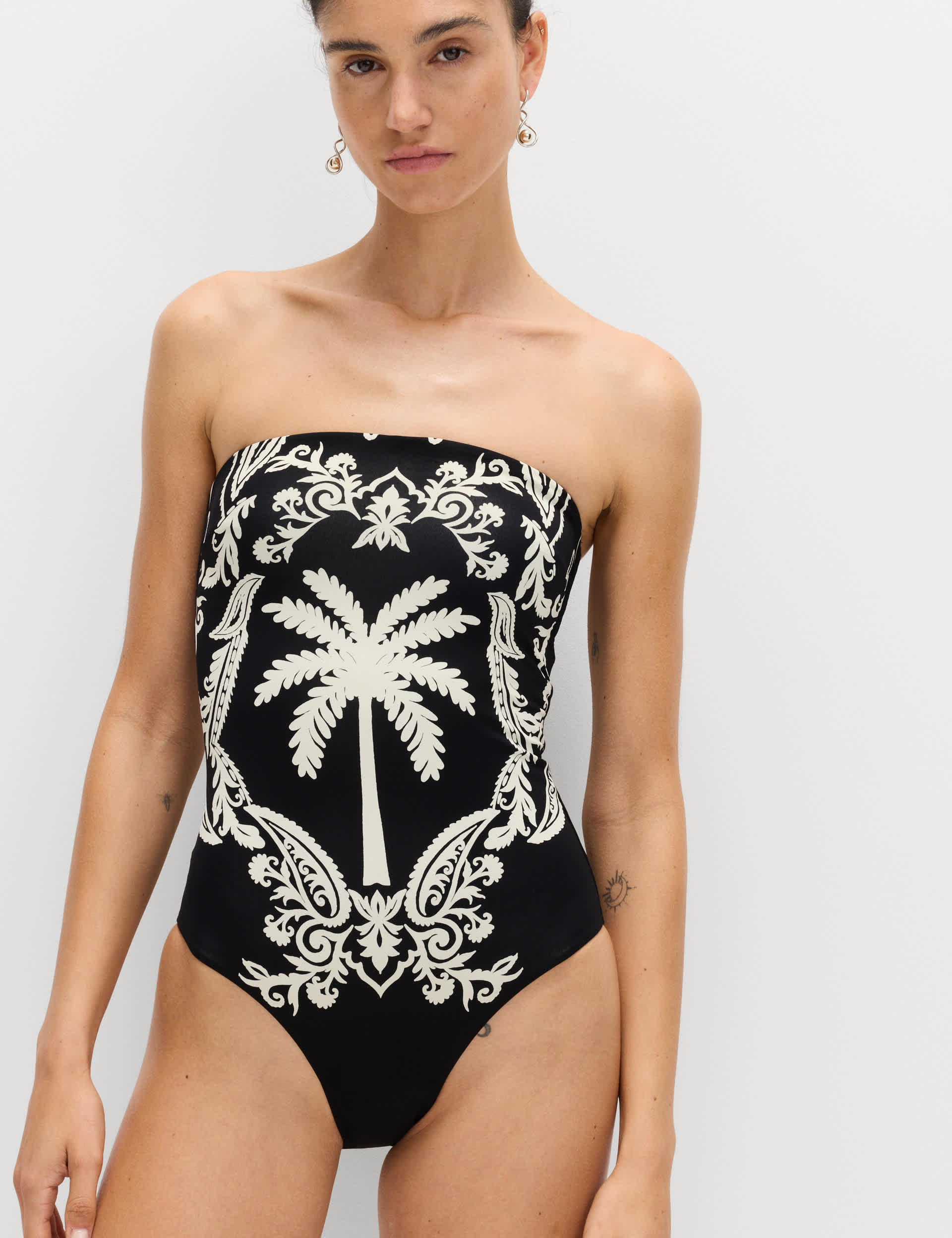 Tummy Control Printed Bandeau Swimsuit