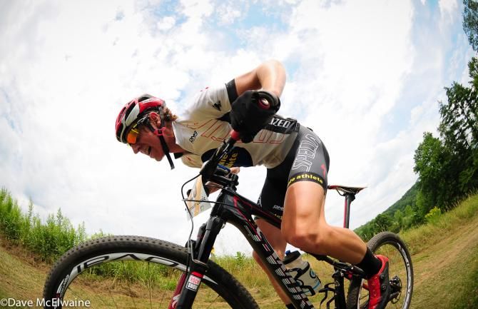 Casey Williams (Whole Athlete) riding in sixth position on lap one