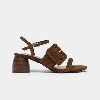 Uterqüe + Suede Sandals With Buckle