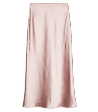 Topshop + Dusty Pink Satin Bias Maxi Skirt