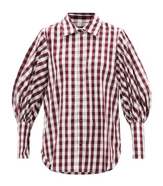 Lee Mathews + Wattle Balloon-Sleeve Gingham Cotton Shirt