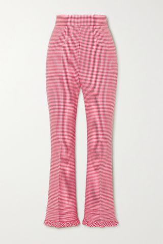 Miu Miu + Cropped Gingham Cotton-Blend Straight-Leg Pants