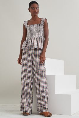 Lolly's Laundry + Gingham Wide-Leg Trousers