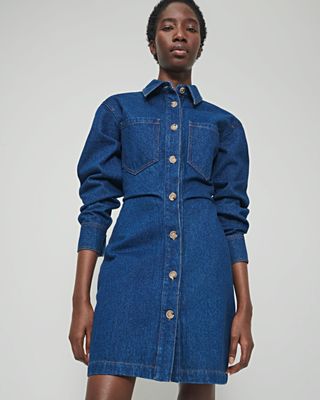 Nanushka + Daisy Denim Dress in Indigo