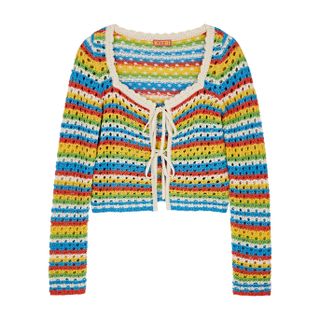 Kitri + Dionne Striped Crochet Cardigan