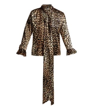 Ganni + Calla leopard-print silk-blend blouse
