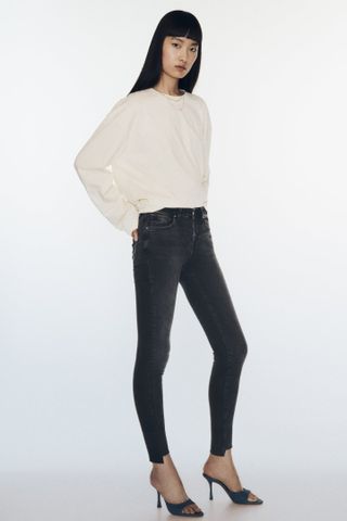 Zara + Z1975 Skinny Mid-Rise Stepped Hem Jeans